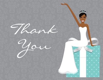 Slim African American Bride Blue Gift Bridal Invites