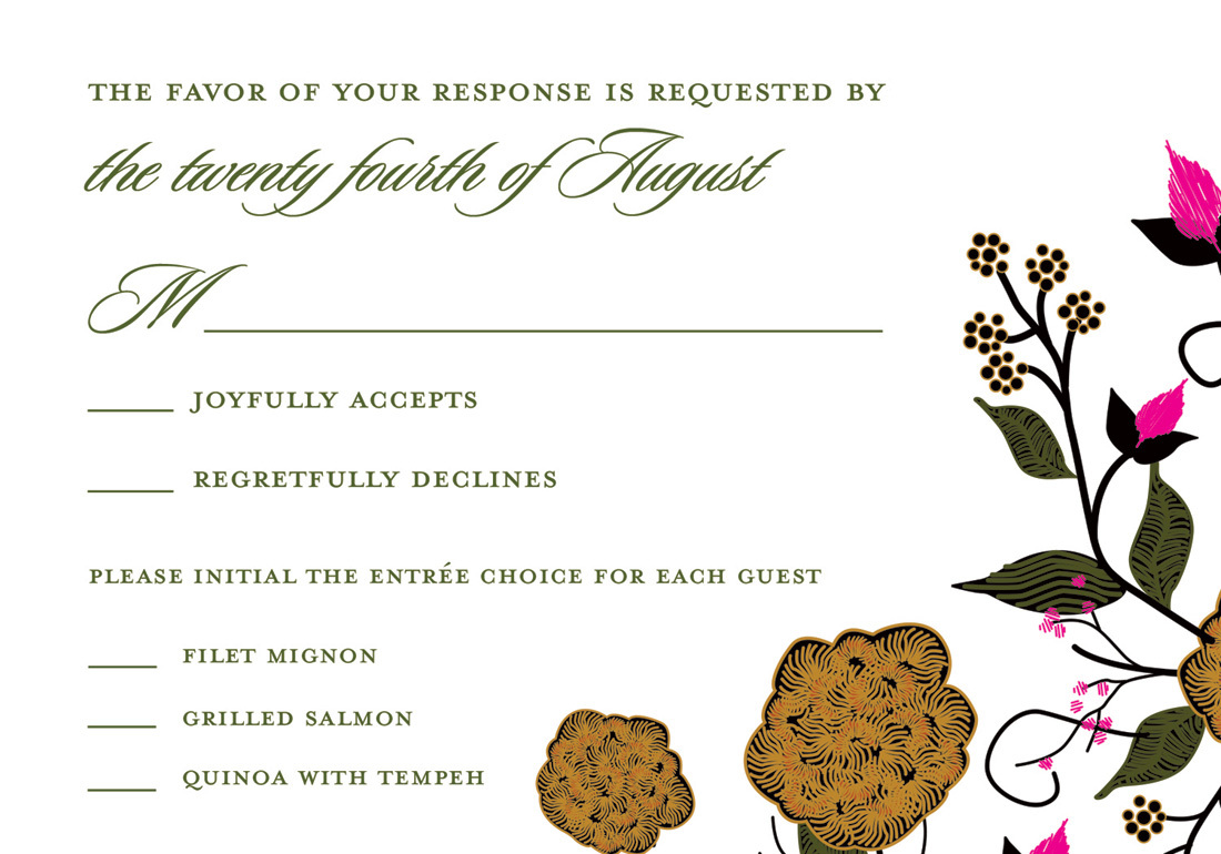 Dainty Floral Green RSVP Cards