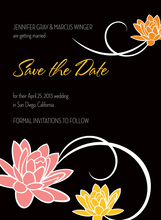 Fancy Swirls Orange-Pink Save The Date Cards