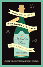 Modern Champagne Bottles Wine Rehearsal Invitations