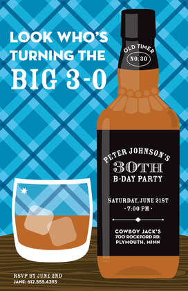 Great Whiskey Bottle Bar Parties Invitation