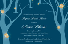 Sparkling Ornament Trees In Blue Invitations