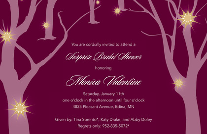 Sparkling Trees Burgundy RSVP Cards