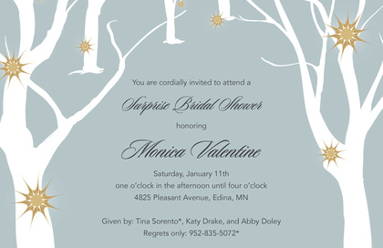 Sparkling Ornament Trees In Blue Invitations