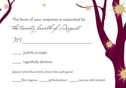 Sparkling Ornament Trees In Burgundy Invitations