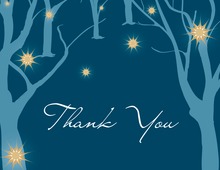 Sparkling Trees Blue Thank You Cards
