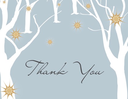 Sparkling Trees Blue Thank You Cards