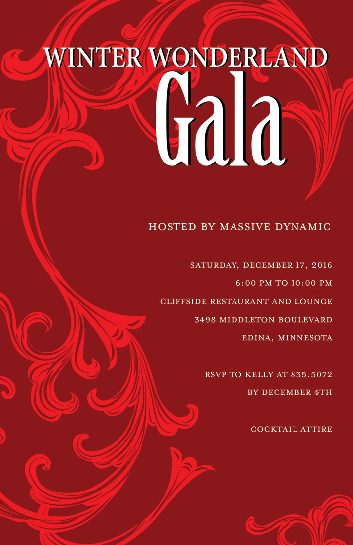 Festive Holiday Gala Red Winter Invitations