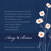 Daisies Modern Marble Blue Texture Wedding Invitation