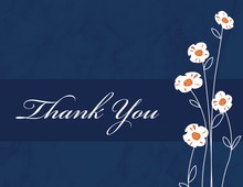 Daisies Modern Marble Blue Thank You Cards