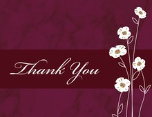 Daisies Modern Marble Burgundy Thank You Cards