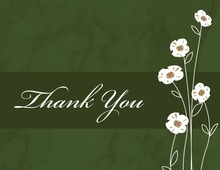 Daisies Modern Marble Green Thank You Cards