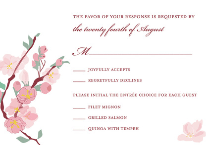 Pink Posy Branch In Sky Blue Cool Summer Invitations