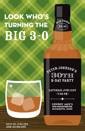 Great Whiskey Bottle Bar Parties Invitation