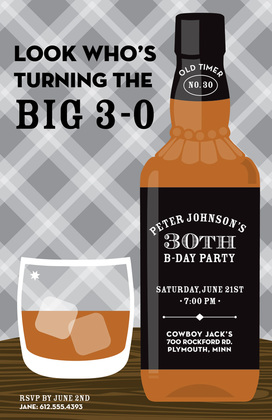 Fun Iconic Drink Ice Whiskey Birthday Invitations