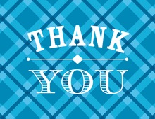 Whiskey Bottle Blue Plaid Thank You Cards
