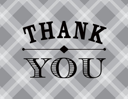 Whiskey Bottle Blue Plaid Thank You Cards