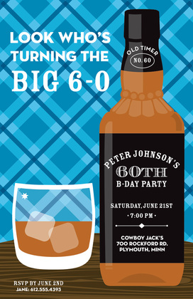 Modern Whiskey Birthday Invitations