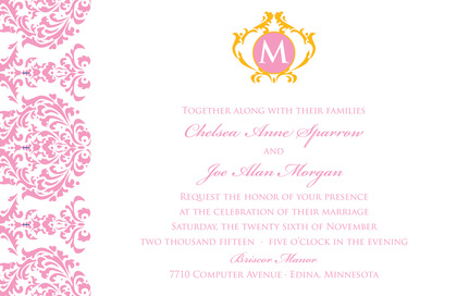 Exquisite Monogram Pink Enclosure Cards