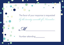 Modern Blue Flourish RSVP Cards