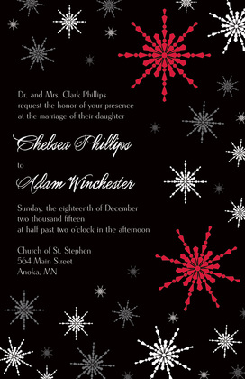 Modern Snowflakes Black RSVP Cards