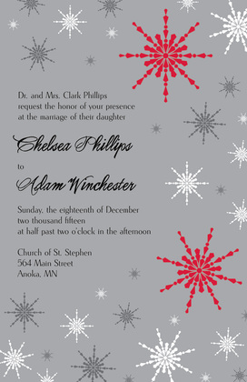 Black Whimsical Snowflakes Invitation