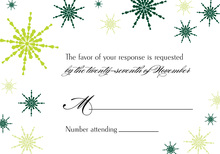 Modern Snowflakes Green RSVP Cards