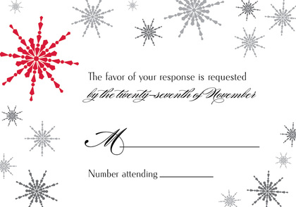 Modern Snowflakes Red RSVP Cards