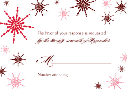 Modern Snowflakes Green RSVP Cards