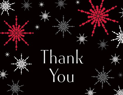 Trendy Snowflakes Red Thank You Cards