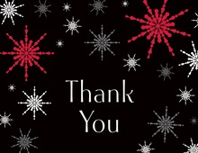 Trendy Snowflakes Black Thank You Cards