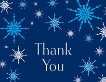 Trendy Snowflakes Blue Thank You Cards