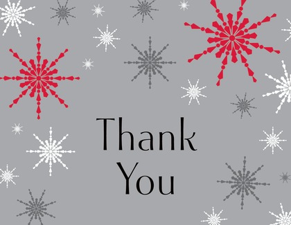 Trendy Snowflakes Black Thank You Cards