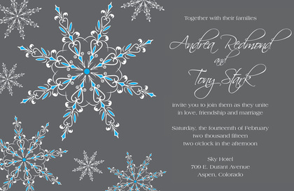 Exquisite Snowflakes Blue RSVP Cards