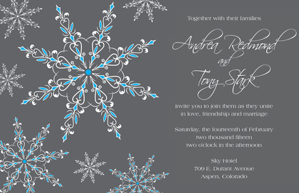 Exquisite Snowflakes Blue Thank You Cards