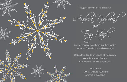 Dainty Snowflakes Yellow RSVP Cards