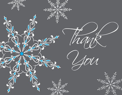 Dainty Snowflakes Yellow Thank You Cards