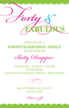 Exquisite Fabulous Forty Birthday Invites