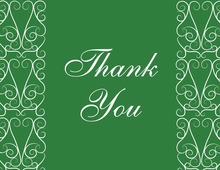 Trendy Green Damask Border Thank You Cards