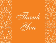 Orange Damask Flanks Thank You Cards