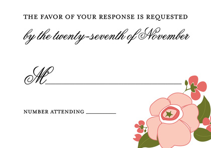 Bell Pink Flower In Green Wedding Invitations