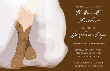 Modern Bride Western Boots Shower Invitations