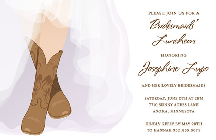 Charming Western Bride Bridal Shower Invitations