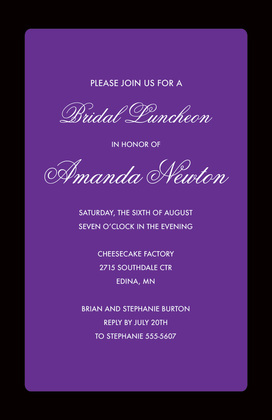 Classic Purple Elegant Black Border Square Invitations