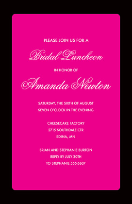 Black Border Hot Pink Background Invitations