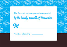 Blue Border Leafy Flourish RSVP Cards