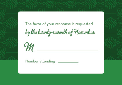 Stylish Flourish Green Pattern Modern Invitations