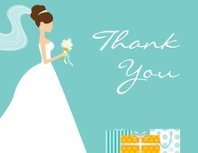 Brunette Bride Gifts Teal Thank You Cards