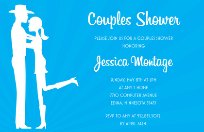 Romantic Western Couple Blue RSVP Cards