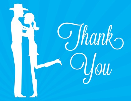 Silhouette Western Couple Thank You Cards